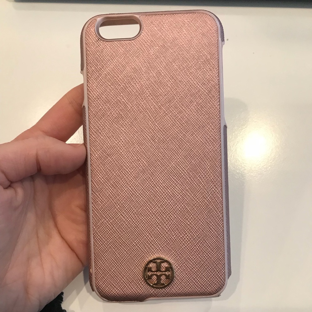 Pink/rose gold color Tory Burch iPhone 6/6S case